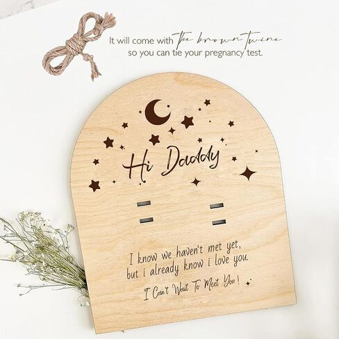 FREEBLOSS Surprise Pregnancy Announcement for Dad Baby Reveal Ideas for Husband, Hi Daddy Pregnancy Test Keepsake Wooden Sign for New Dad Surprise Gift, Star and Moon in Saudi Arabia