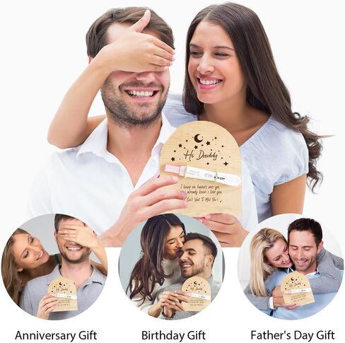 FREEBLOSS Surprise Pregnancy Announcement for Dad Baby Reveal Ideas for Husband, Hi Daddy Pregnancy Test Keepsake Wooden Sign for New Dad Surprise Gift, Star and Moon in Saudi Arabia
