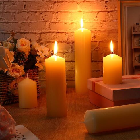 MTLEE 36 Pcs Pillar Candles Bulk Set of 3 Long Burning Wax Pillar Candles 2 in x 3, 6, 8 Inch Dripless Unscented Smokeless Candles for Wedding Party Spa Lantern Fireplace Home(Ivory White) in Saudi Arabia