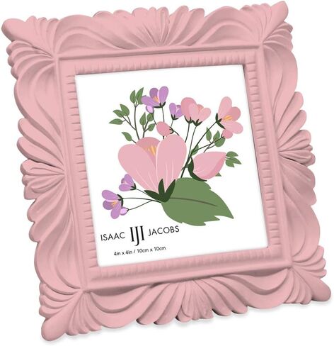 Isaac Jacobs 4x4 Silver Wave Textured Hand-Crafted Resin Picture Frame with Easel & Hook for Tabletop & Wall Display, Decorative Swirl Design Home Décor, Photo Gallery, Art, More (4x4, Silver) in Saudi Arabia