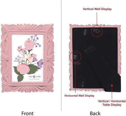 Isaac Jacobs 4x4 Silver Wave Textured Hand-Crafted Resin Picture Frame with Easel & Hook for Tabletop & Wall Display, Decorative Swirl Design Home Décor, Photo Gallery, Art, More (4x4, Silver) in Saudi Arabia