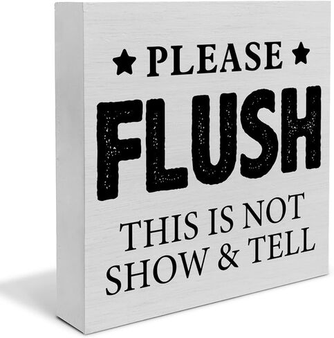 ديكور مكتب خشبي للحمام الريفي، يرجى مسح هذا لا يظهر ويخبرك بعلامة كتلة خشبية للمنزل والحمام والمرحاض ورف الطاولة لتزيين المكتب، 12.7 × 12.7 سم in Kuwait