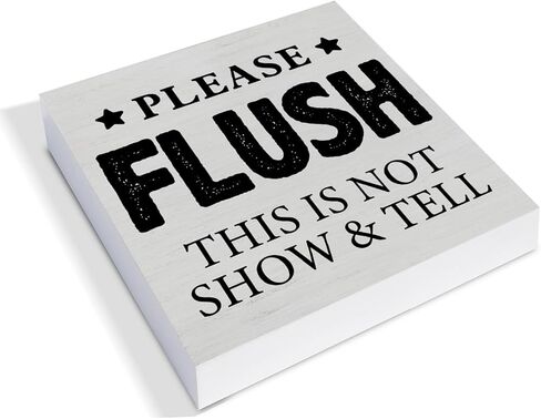 ديكور مكتب خشبي للحمام الريفي، يرجى مسح هذا لا يظهر ويخبرك بعلامة كتلة خشبية للمنزل والحمام والمرحاض ورف الطاولة لتزيين المكتب، 12.7 × 12.7 سم in Kuwait