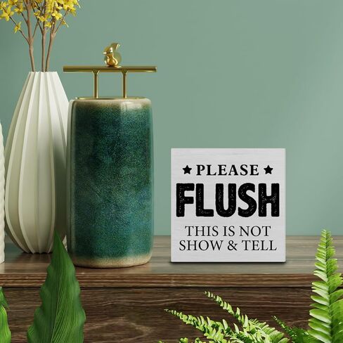 ديكور مكتب خشبي للحمام الريفي، يرجى مسح هذا لا يظهر ويخبرك بعلامة كتلة خشبية للمنزل والحمام والمرحاض ورف الطاولة لتزيين المكتب، 12.7 × 12.7 سم in Kuwait