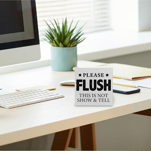 ديكور مكتب خشبي للحمام الريفي، يرجى مسح هذا لا يظهر ويخبرك بعلامة كتلة خشبية للمنزل والحمام والمرحاض ورف الطاولة لتزيين المكتب، 12.7 × 12.7 سم in Kuwait