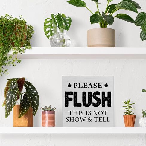 ديكور مكتب خشبي للحمام الريفي، يرجى مسح هذا لا يظهر ويخبرك بعلامة كتلة خشبية للمنزل والحمام والمرحاض ورف الطاولة لتزيين المكتب، 12.7 × 12.7 سم in Kuwait