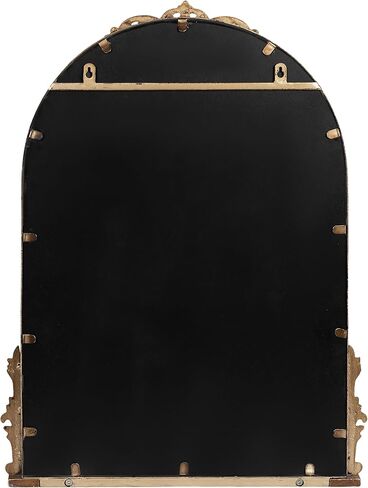 Kate and Laurel Myrcelle Traditional Arched Mirror with Shelf, 21 x 28, Antique Black, Vintage Arch Shelf Mirror with Ornate Garland Detailing Along The Crown and Edges of The Frame in Saudi Arabia