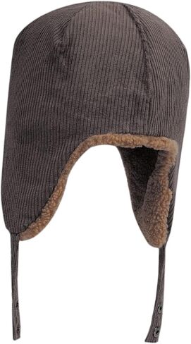 Croogo Corduroy Trapper Hat for Men Women Winter Hat Ear Flaps Ushanka Snow Eskimo Hat Winter Fleece Warm Trooper Aviator Hat in Saudi Arabia