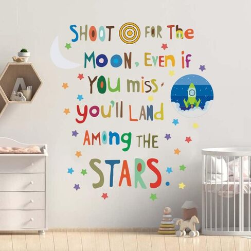 Colorful Inspirational Quotes Wall Decals Lettering Rocket Stars Wall Stickers for Baby Room Nursery Classroom Bedroom in Kuwait
