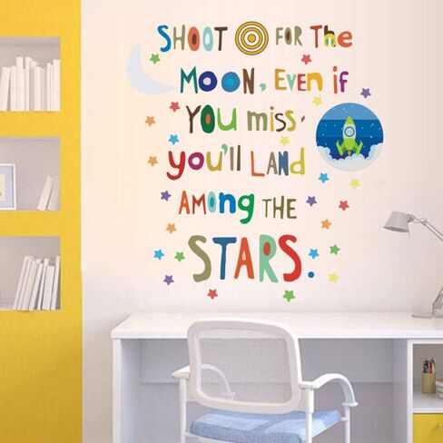 Colorful Inspirational Quotes Wall Decals Lettering Rocket Stars Wall Stickers for Baby Room Nursery Classroom Bedroom in Kuwait