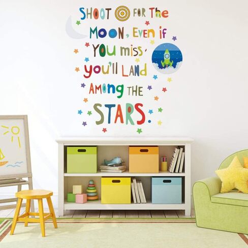 Colorful Inspirational Quotes Wall Decals Lettering Rocket Stars Wall Stickers for Baby Room Nursery Classroom Bedroom in Kuwait