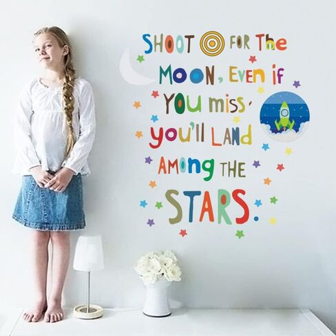Colorful Inspirational Quotes Wall Decals Lettering Rocket Stars Wall Stickers for Baby Room Nursery Classroom Bedroom in Kuwait