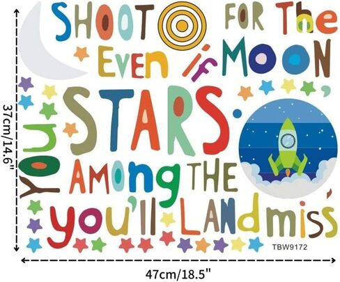 Colorful Inspirational Quotes Wall Decals Lettering Rocket Stars Wall Stickers for Baby Room Nursery Classroom Bedroom in Kuwait