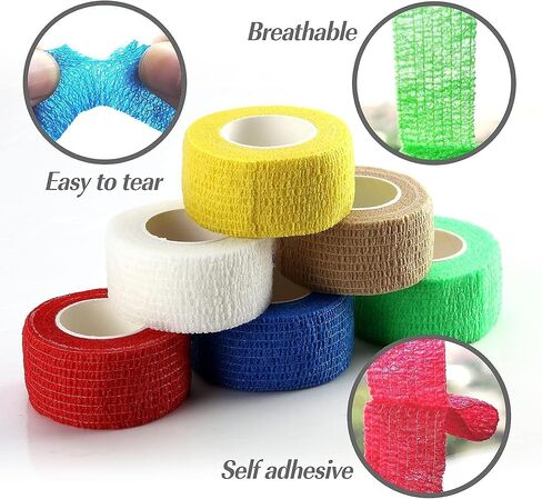 غلاف ضمادة ذاتية اللصق، غلاف ذاتي الالتصاق، غلاف بيطري مرن للكاحل من الإصابات الرياضية (1 بوصة 12 حزمة) in Kuwait