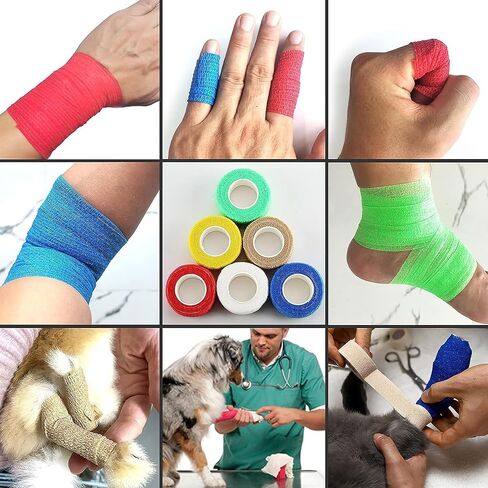غلاف ضمادة ذاتية اللصق، غلاف ذاتي الالتصاق، غلاف بيطري مرن للكاحل من الإصابات الرياضية (1 بوصة 12 حزمة) in Kuwait