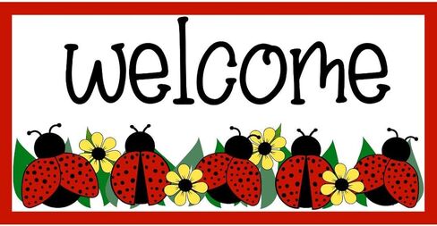 Welcome Ladybug Sign, Front Door Decoration, Wreath Accessory Metal Sign Art Tin Home Kitchen Decor 6x8inch in Kuwait