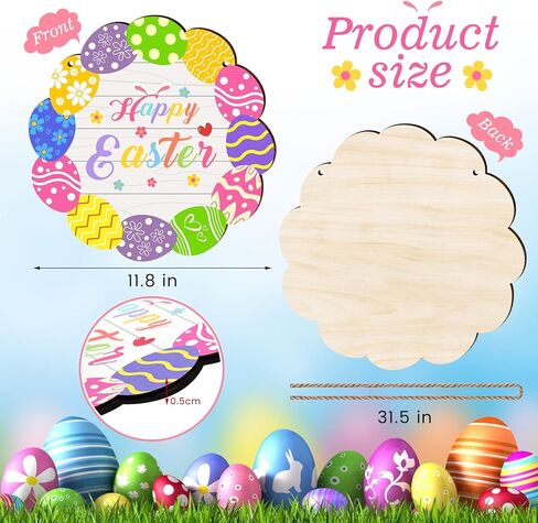 زينة لافتة باب عيد الفصح السعيد، بيض عيد الفصح الملون، لوحة خشبية معلقة للباب الأمامي، علامة ترحيب على شكل أرنب أرنب بيض عيد الفصح، علامات إكليل باب للمنزل والأماكن الداخلية والخارجية in Kuwait