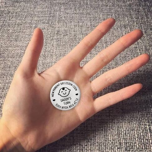 عبوة من قطعتين من العملات المعدنية المرحة للوالدين الجدد، عملة اتخاذ القرارات مزدوجة الجوانب من الستانلس ستيل للام والاب، هدية للاطفال حديثي الولادة، هدية للحمل، هدية للوالدين الجدد، هدية للام الجديدة in Kuwait