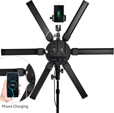 فوسوتو اضاءة تصوير فوتوغرافية قابلة للتعتيم 3200-5600 كلفن 6 انابيب LED للتصوير الفوتوغرافي على شكل نجوم للكاميرا واستوديو الصور والتقاط الجوال، مكياج يوتيوب مع حامل ثلاثي القوائم in Kuwait