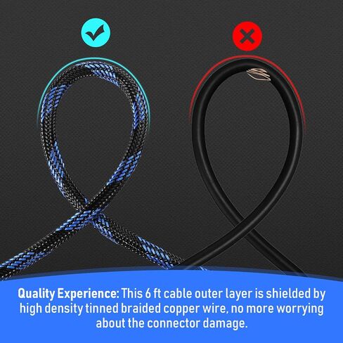 كابل كانايو 30 حزمة 4K متوافق مع منفذ HDMI كابل إلكتروني بطول 6 أقدام لنقل السرعة العالية سلك مجدول 48 جيجابت في الثانية متوافق مع جهاز العرض، PS5، PS4، الكمبيوتر المحمول، الشاشة، التلفزيون، الكمبيوتر in Saudi Arabia