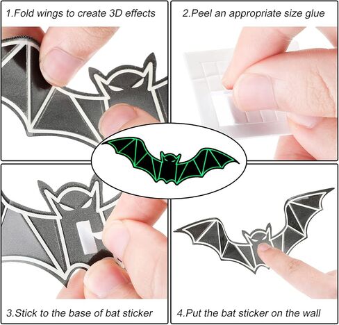 173 Pieces Halloween Glow in The Dark Decorations Weird Moon Sticker Green Luminous Stars 3D Bat Decal Bloody Handprint Wall Decor Ghost Spooky Eyes Window Clings for Kids Halloween Party Supplies in Saudi Arabia