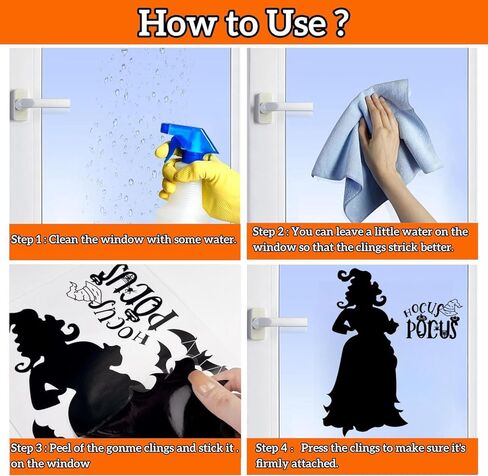 ملصقات نوافذ الهالوين، ديكورات نوافذ الهالوين، ملصقات نوافذ للهالوين، أخوات ساندرسون الساحرات على الوجهين لمستلزمات زينة حفلات الهالوين، 9 أوراق/91 قطعة in Kuwait