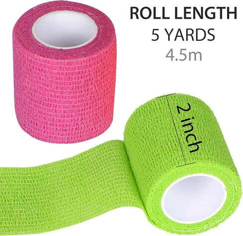 MorTime 24 حزمة من الضمادات ذاتية اللصق، لفات ضمادة متماسكة ملونة غير منسوجة متماسكة قابلة للتنفس، لفافة ذاتية اللصق من أجل الإصابات الرياضية والحيوانات الأليفة ومعصم الكاحل in Kuwait