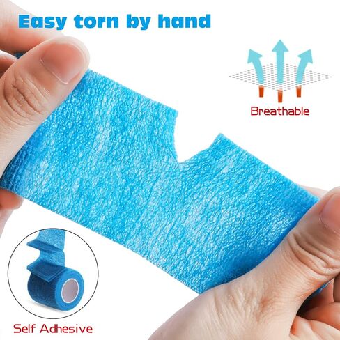 MorTime 24 حزمة من الضمادات ذاتية اللصق، لفات ضمادة متماسكة ملونة غير منسوجة متماسكة قابلة للتنفس، لفافة ذاتية اللصق من أجل الإصابات الرياضية والحيوانات الأليفة ومعصم الكاحل in Kuwait