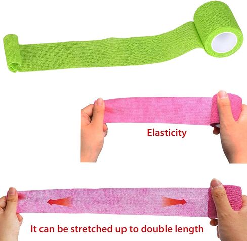 MorTime 24 حزمة من الضمادات ذاتية اللصق، لفات ضمادة متماسكة ملونة غير منسوجة متماسكة قابلة للتنفس، لفافة ذاتية اللصق من أجل الإصابات الرياضية والحيوانات الأليفة ومعصم الكاحل in Kuwait