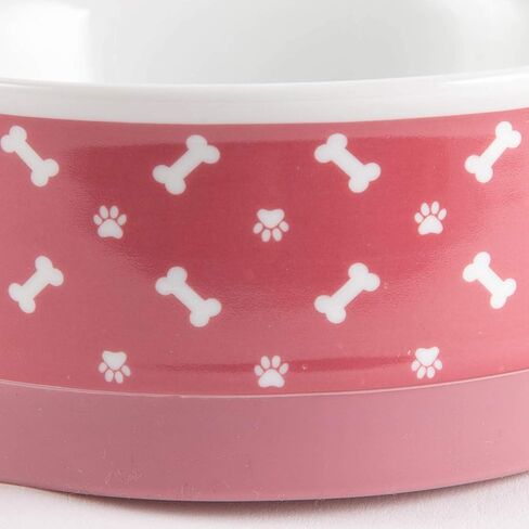 أوعية الحيوانات الأليفة المصنوعة من السيراميك الجاف على شكل عظمة، قاعدة آمنة للاستخدام في الميكروويف وغسالة الأطباق من أجل تغذية آمنة مع فوضى أقل، مجموعة أوعية متوسطة الحجم، 6 × 2، وردي، عدد 2 in Kuwait