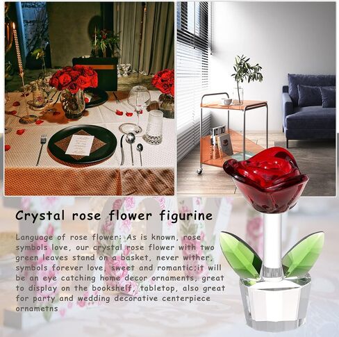LONGWIN Mini Crystal Rose Flower Figurines Glass Home Decor Ornaments Collectible Figurine Romantic Gift for Her, for Mom, Valentine's Day Gift in Saudi Arabia