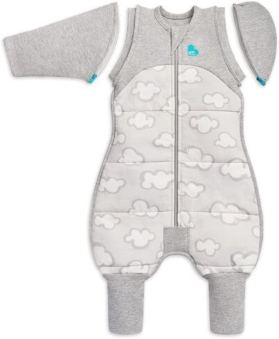 Love to Dream Swaddle UP Transition Suit Warm, Grey, Medium, 8-13 lbs, Patented Zip-Off Wings & Self-Soothing Wings, Gently Help Baby Safely Transition from Being Swaddled to Arms Free in Saudi Arabia