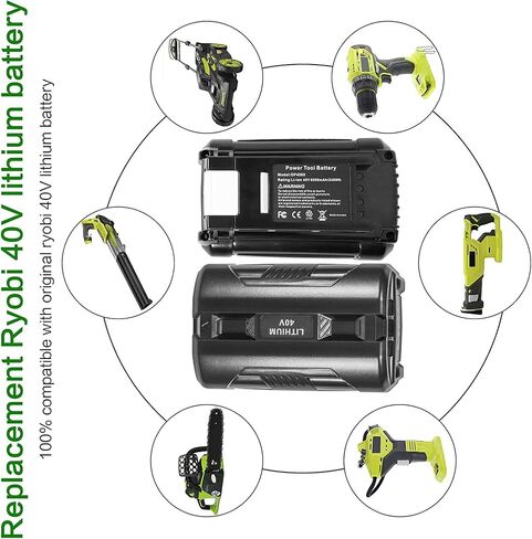 OP4060 40V 6.0Ah Lithium Battery Replacement for All Ryobi 40-Volt Power Tools OP4015 OP4026 OP40201 OP40261 OP4030 OP4040 OP40401 OP4050 OP40501 OP4050A OP40601 OP4060A RY40200 RY40403 RY40204 in Saudi Arabia