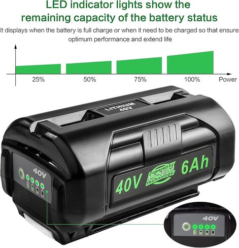 OP4060 40V 6.0Ah Lithium Battery Replacement for All Ryobi 40-Volt Power Tools OP4015 OP4026 OP40201 OP40261 OP4030 OP4040 OP40401 OP4050 OP40501 OP4050A OP40601 OP4060A RY40200 RY40403 RY40204 in Saudi Arabia