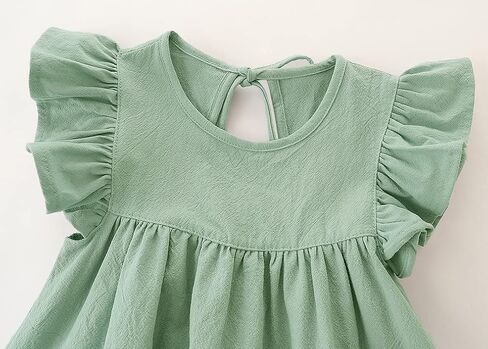 فستان RJXDLT للأطفال الصغار للفتيات الصغيرات من القطن والكتان بأكمام مكشكشة متدرجة فساتين بوهو صيفية كاجوال in Kuwait