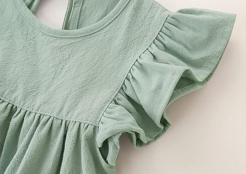 فستان RJXDLT للأطفال الصغار للفتيات الصغيرات من القطن والكتان بأكمام مكشكشة متدرجة فساتين بوهو صيفية كاجوال in Kuwait