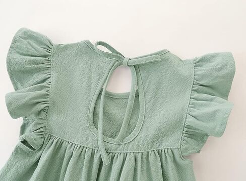 فستان RJXDLT للأطفال الصغار للفتيات الصغيرات من القطن والكتان بأكمام مكشكشة متدرجة فساتين بوهو صيفية كاجوال in Kuwait