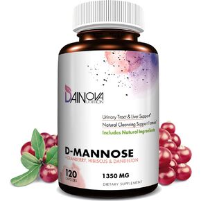 D Mannose Capsules 1350mg I D-Mannose with Cranberry for Urinary Tract Support, Urinary Tract Health for Women, UTI Prevention & Cleanse. W/Hibiscus & Dandelion, 120 Veggie Capsules in Saudi Arabia