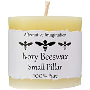 Alternative Imagination 100% Pure Beeswax Pillar Candle, White Ivory (3x3 Inch), 40 Hour, Hand-Poured