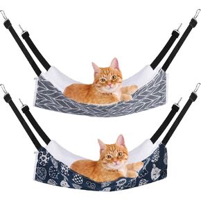 Auidy_6TXD 2 حزمة القط أرجوحة لقفص عكسها القط معلقة أرجوحة لينة قفص الحيوانات الأليفة معلقة سرير للقطط هريرة النمس جرو الحيوانات الأليفة الصغيرة in Kuwait
