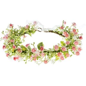 Butnedls ridal Flower Crown Women Rose Floral Headband Maternity Photo Prop Baby Shower Leaf Hair Wreath (Pink) in Saudi Arabia