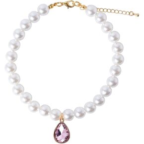 Daovace لؤلؤة القط طوق الكلب طوق حجر الراين القلائد للكلاب الصغيرة طوق الملحقات طوق الحيوانات الأليفة (صغير، وردي) in Kuwait