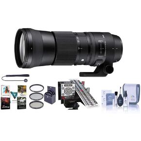 Sigma 150-600mm f/5-6.3 DG OS HSM Contemporary Lens for Nikon F, Bundle with Datacolor Calibration Aid, ProOptic 95mm Filter Kit, Cleaning Kit, Lens Cap Tether, Software Kit in Kuwait