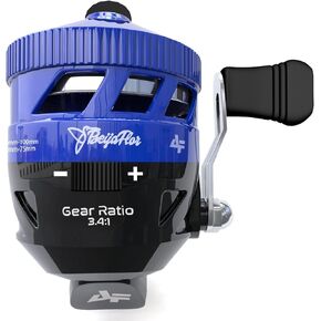 بكرة صيد سبينكاست 12 باوند سحب سلس 3.4:1 نسبة تروس خالية من المتاعب بزر ضغط لاسترجاع اليد اليمنى، تروس معدنية بالكامل متينة مجمعة مسبقا مع خيط احادي 0.28 ملم 120 متر in Kuwait