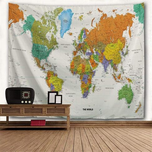 goodbath World Map Tapestry, Watercolor colorful Map Tapestries Wall Hangings for Bedroom Living Room Dorm,60 x 50 Inch in Saudi Arabia