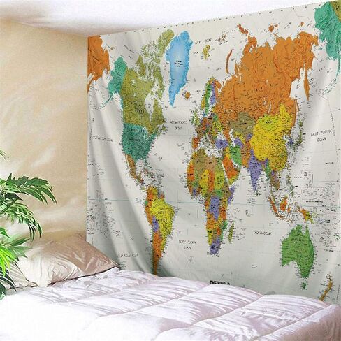 goodbath World Map Tapestry, Watercolor colorful Map Tapestries Wall Hangings for Bedroom Living Room Dorm,60 x 50 Inch in Saudi Arabia
