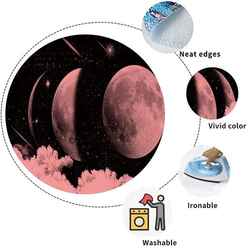 القمر تغيير نسيج الوردي والأسود سحابة مخدر القمر الغموض نجم السماء غالاكسي الفن شنقا بطانية البوليستر لغرفة النوم غرفة المعيشة المسكن ديكور المنزل 71 "x 63" in Kuwait