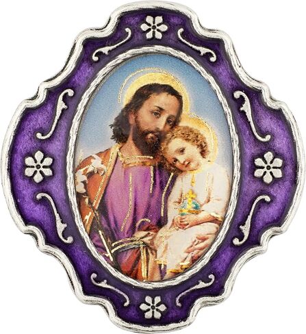 Saint Joseph Rosary | Includes Beautiful Metal Case | Metal Rosary with Purple Accents | Saint Joseph Patron Saint of the Church, Families, and Fathers | Great Gift for First Communion | Made in Italy in Saudi Arabia