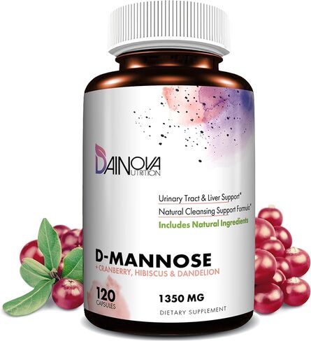 D Mannose Capsules 1350mg I D-Mannose with Cranberry for Urinary Tract Support, Urinary Tract Health for Women, UTI Prevention & Cleanse. W/Hibiscus & Dandelion, 120 Veggie Capsules in Saudi Arabia