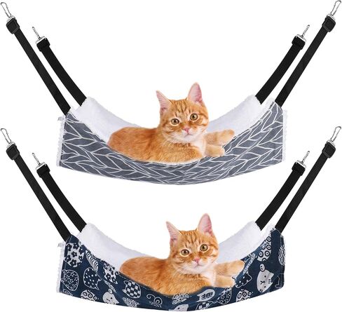 Auidy_6TXD 2 حزمة القط أرجوحة لقفص عكسها القط معلقة أرجوحة لينة قفص الحيوانات الأليفة معلقة سرير للقطط هريرة النمس جرو الحيوانات الأليفة الصغيرة in Kuwait